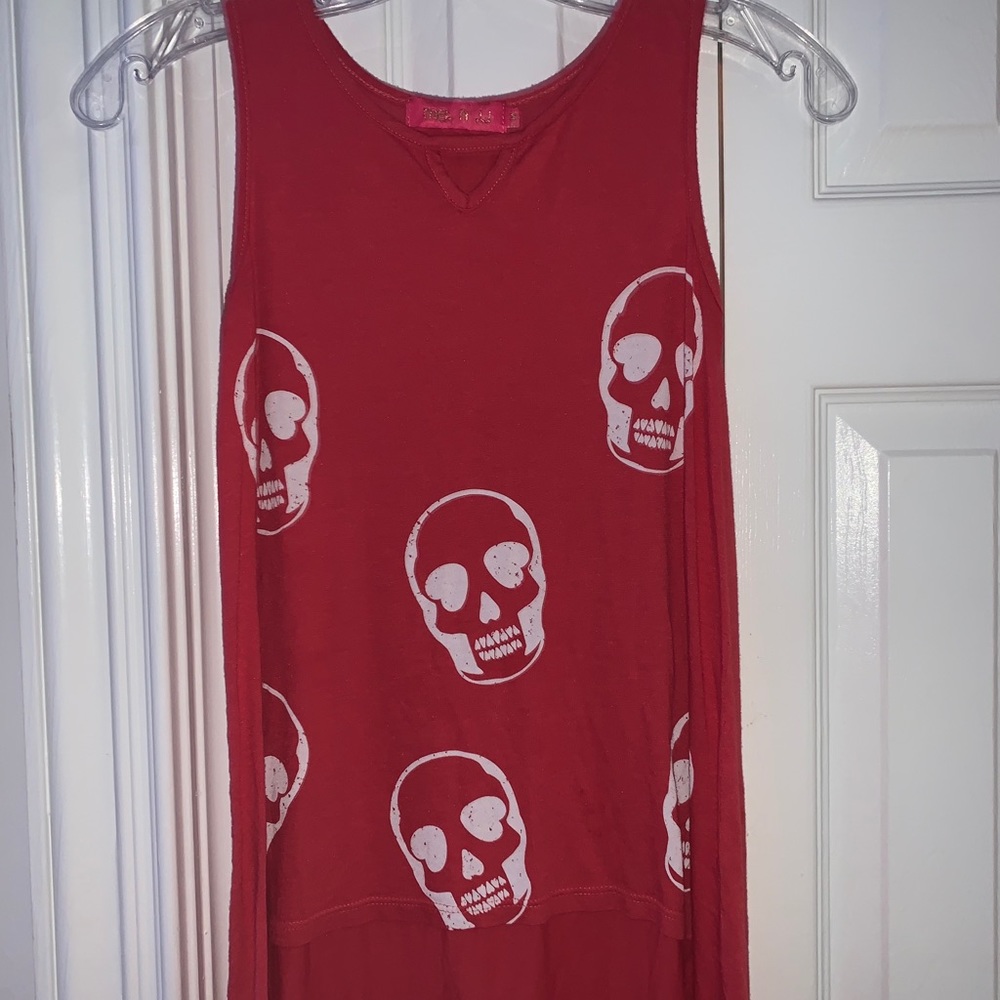 Red and white skull tank top